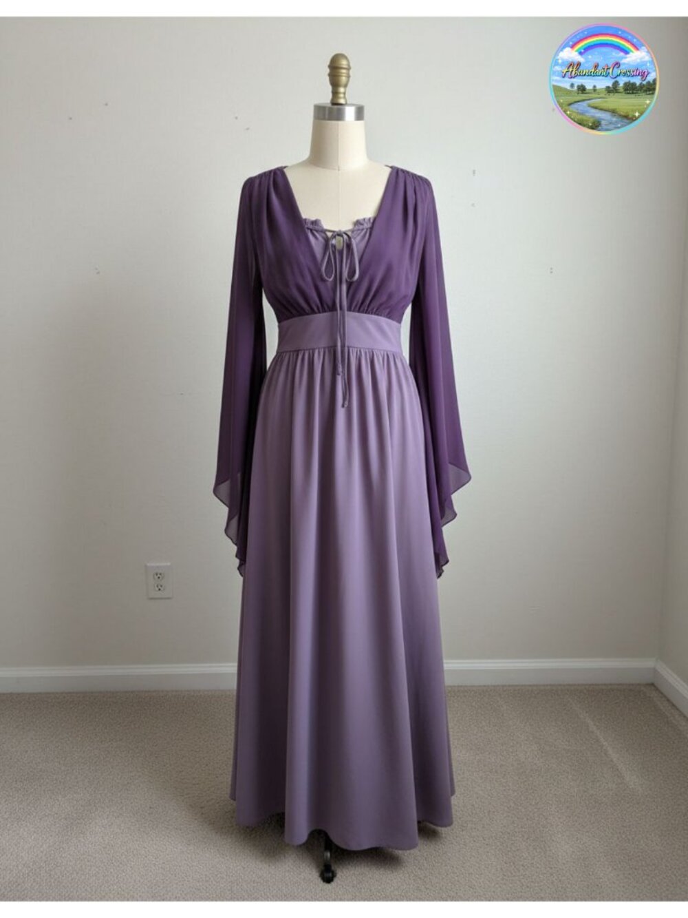 Renaissance Pirate Medieval Maxi Dress A-Line 3/4 Sleeve Costume